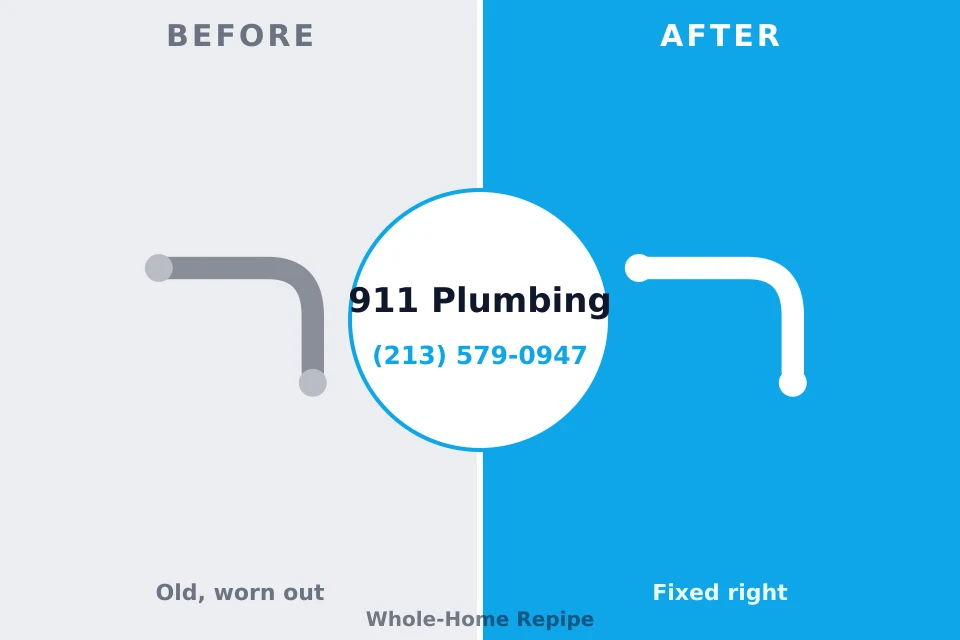 Before and after: plumbing repair Bridgeport, PA